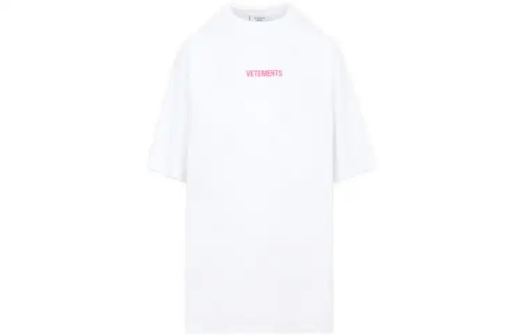 Vetements Logo Label T Shirt 'White/Hot Pink'