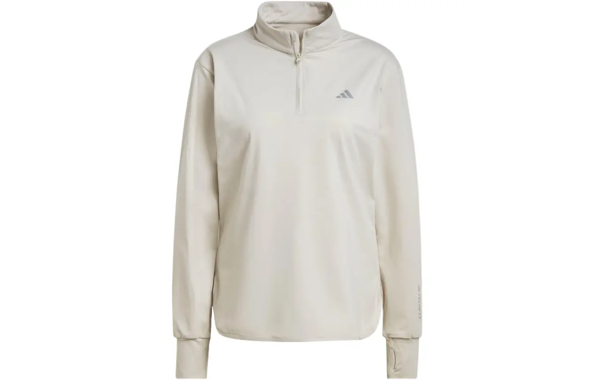 Adidas Sweatshirts Women's Beige Stand Collar Moderate Straight Fit