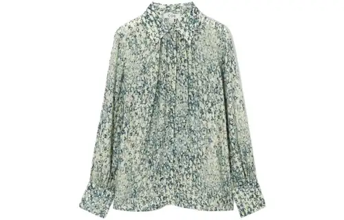 COS Blue white shirt for leisure, floral print, oversize