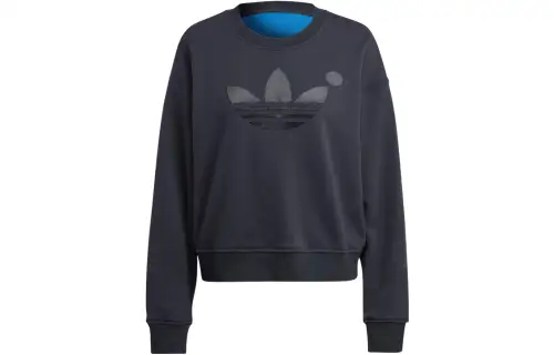 Adidas Originals Blue Version Collection Sweatshirts Women's Black Crew Neck Moderate Regular