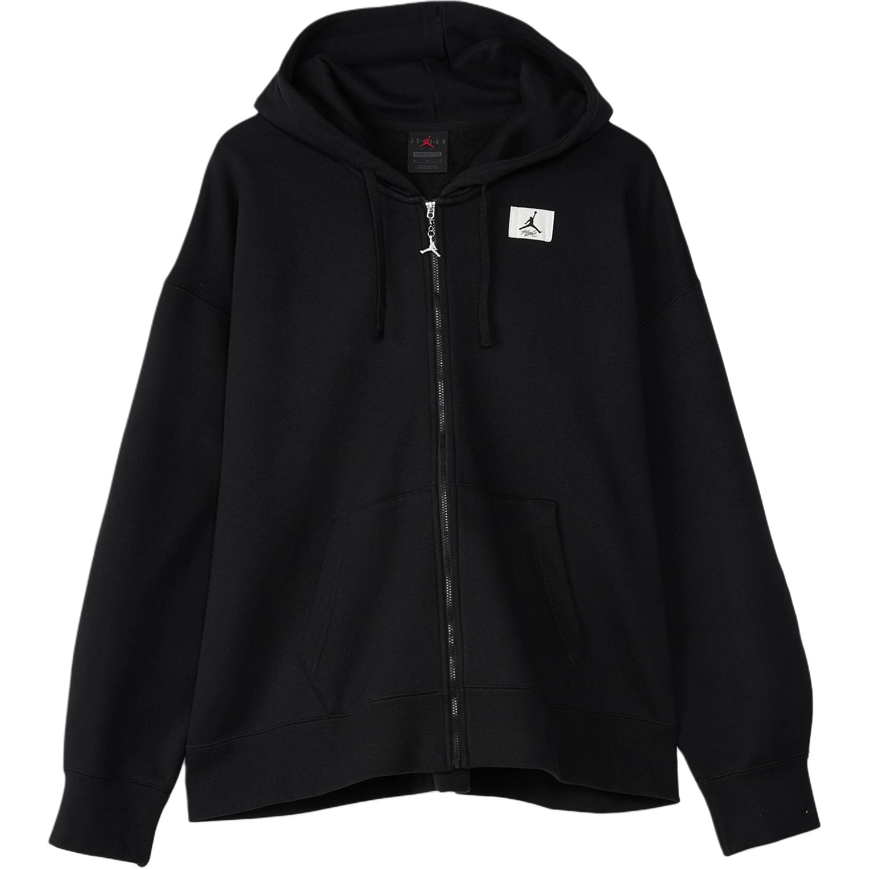 Jordan Flight Sweatshirts Women's Black Hooded Moderate Cardigan