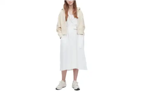 UNIQLO Sweatshirts Women's Ivory Hooded Moderate Cardigan