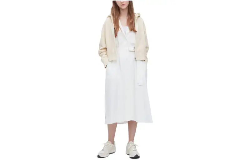 UNIQLO Sweatshirts Women's Ivory Hooded Moderate Cardigan