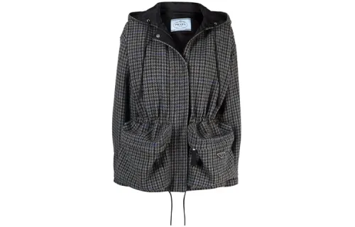 PRADA Jackets Women's Black Hooded Moderate Other
