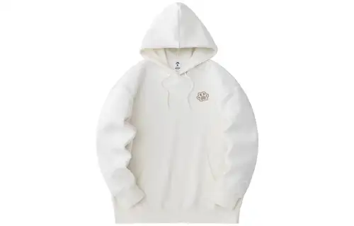 Anta Sports Life Collection Casual Hooded Fleece Lined Long Sleeved Meowth Sweatshirt Women's Ivory White