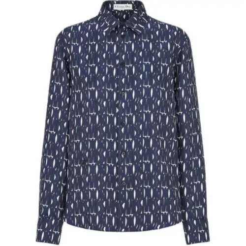 DIOR Shirts Women's Marine Blue Lapel Moderate Other