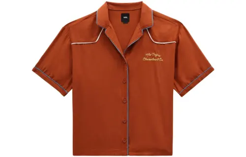 Vans Dusk Downer Shirts Women's Brown Lapel Moderate Shirt