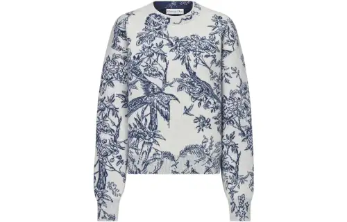 DIOR Cashmere Sweaters Women's Blue Crew Neck Moderate