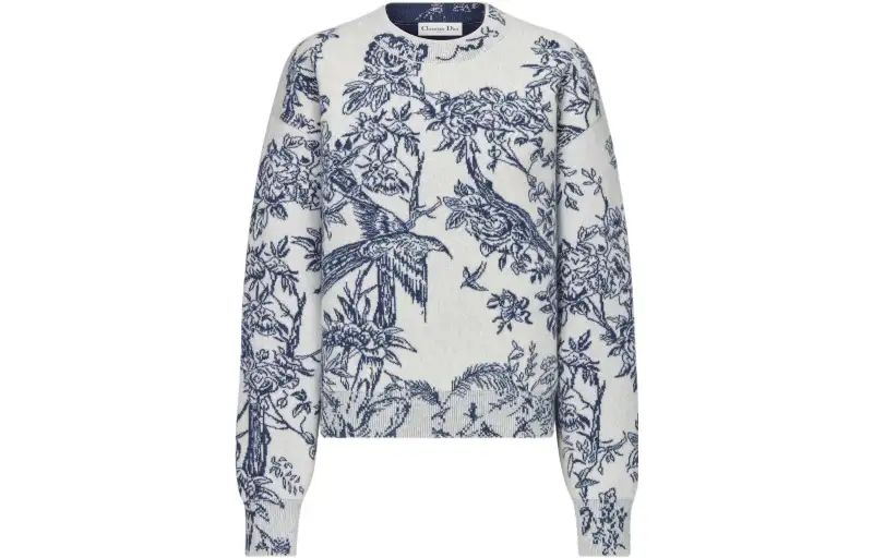 DIOR Cashmere Sweaters Women's Blue Crew Neck Moderate