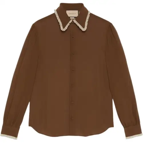 GUCCI Shirts Women's Brown Lapel Moderate Other