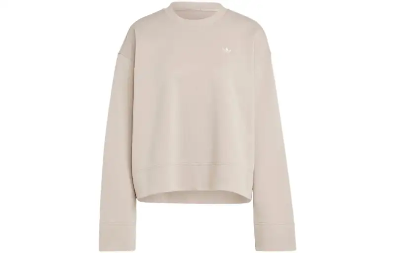 Adidas Originals Sweatshirts Women's Milk Brown Crew Neck Moderate Regular