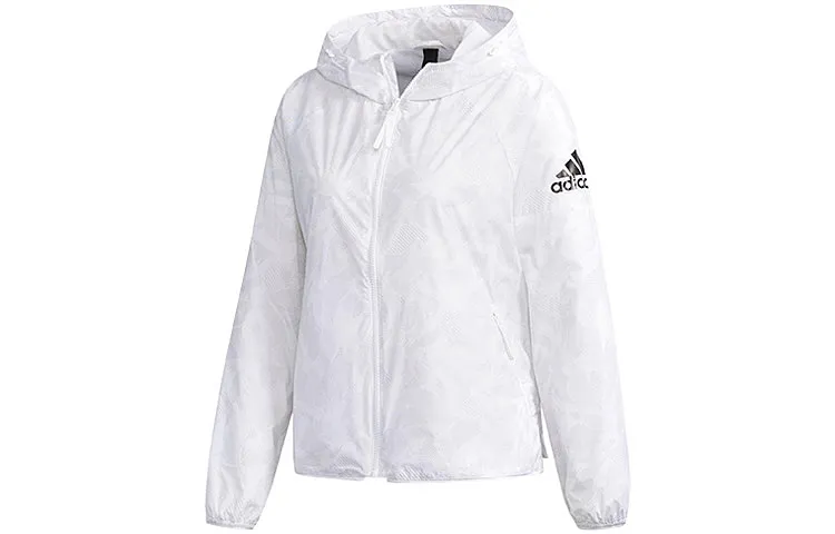 Adidas Jackets Women's White Hooded (Non-detachable) Moderate Straight Fit