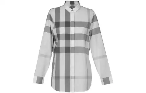 Burberry Check Cotton Shirt Check Light Gery