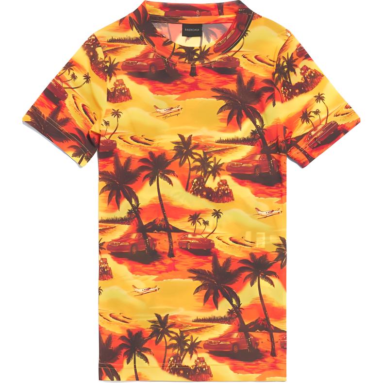 Balenciaga Graphic Printed Mock Neck T Shirt