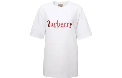 Burberry T Shirts Women's White Crew Neck Moderate Straight Fit