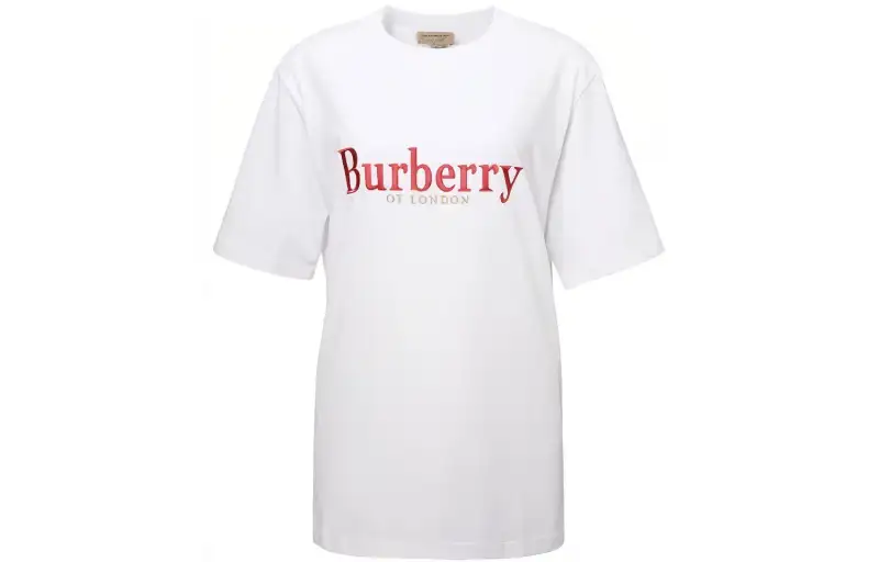 Burberry T Shirts Women's White Crew Neck Moderate Straight Fit