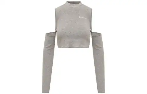 PALM ANGELS Logo Printed Cut-Out Cropped Top