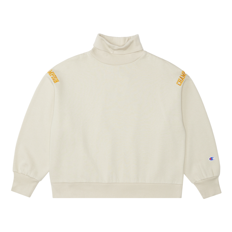 Champion FW22 Women's Collection Solid Color Fleece Lined Letter Print Turtleneck Long Sleeved Shirt Sweatshirt