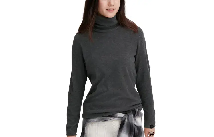 UNIQLO Knitwear Women's 07 Asphalt Gray Lapel Moderate Other