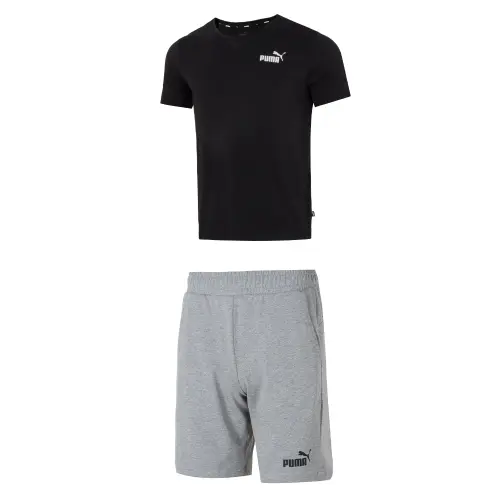 PUMA Casual Sportswear Men's Black+Gray Crew Neck Moderate