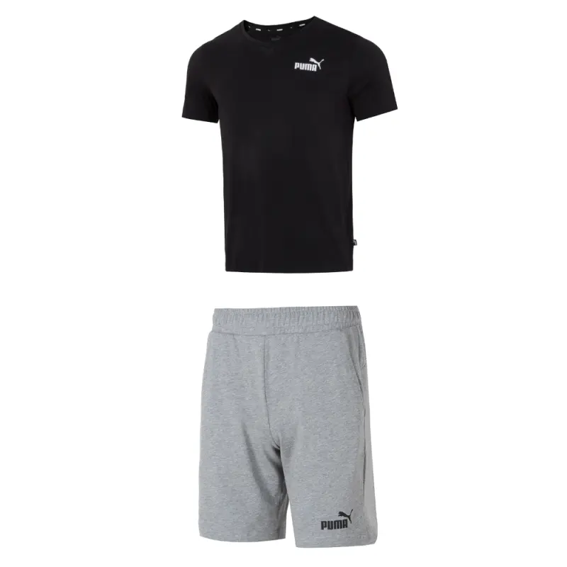 PUMA Casual Sportswear Men's Black+Gray Crew Neck Moderate