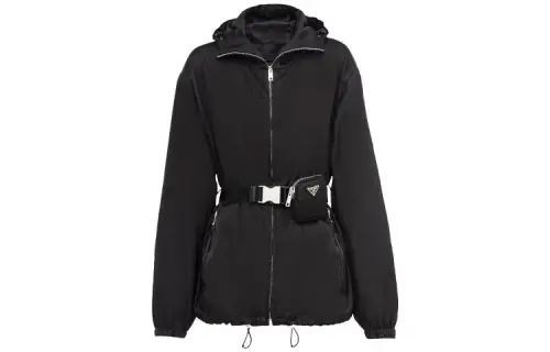 PRADA Jackets Women's Black Hooded Moderate Other