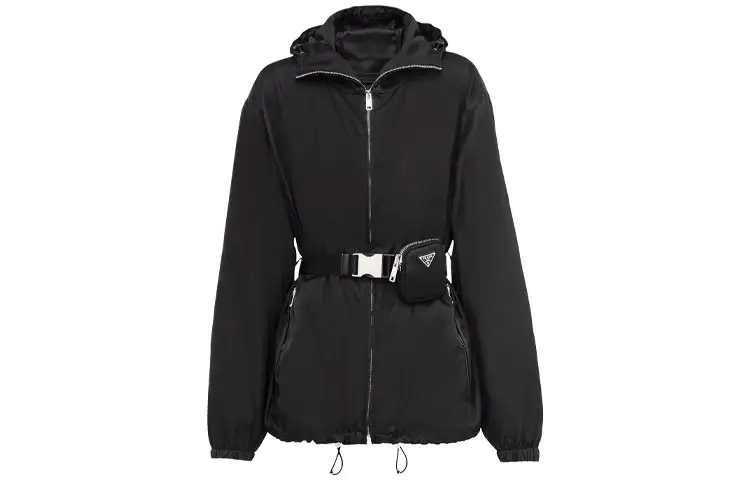 PRADA Jackets Women's Black Hooded Moderate Other