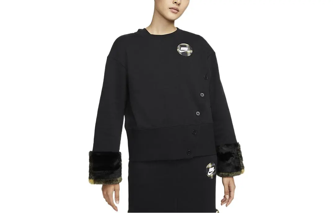Nike Sweatshirts Women's Black Crew Neck Moderate Regular