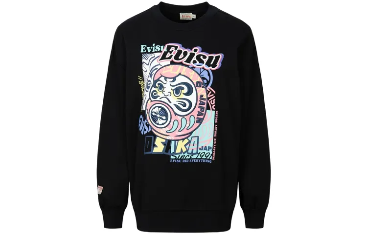 EVISU Sweatshirts Women's Black Crew Neck Moderate Regular