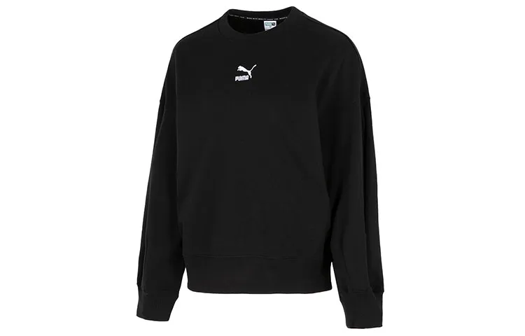 PUMA Sweatshirts Women's Black Crew Neck Moderate Straight Fit