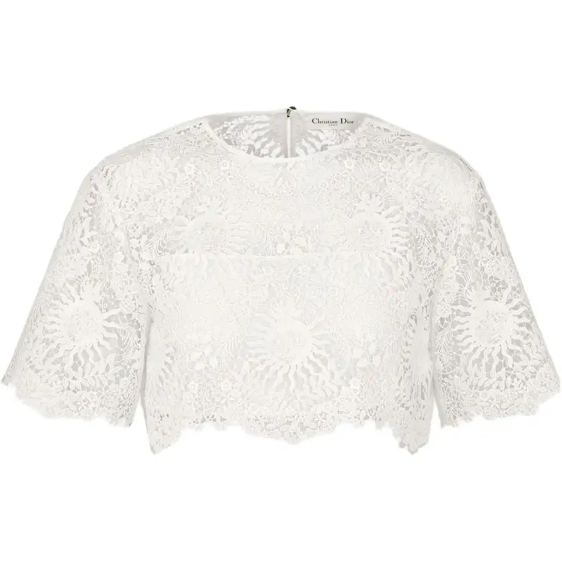 Christian DIOR Lace Detailed Cropped Top