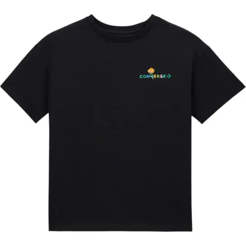 Converse T Shirts Women's Black Crew Neck Moderate Straight Fit