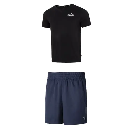 PUMA Casual Sportswear Men's Black+Blue V Neck Moderate