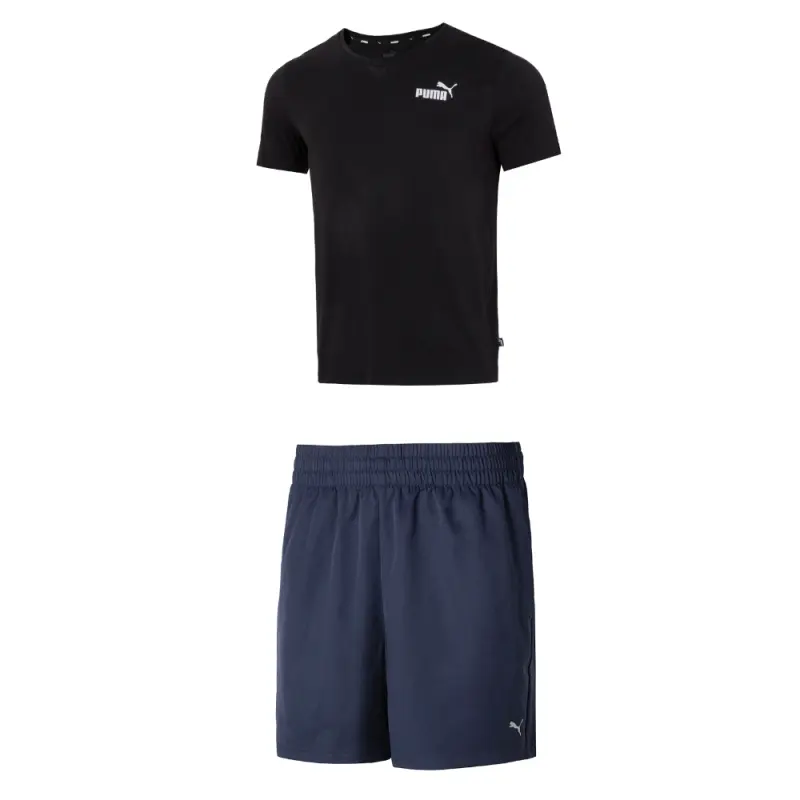 PUMA Casual Sportswear Men's Black+Blue V Neck Moderate