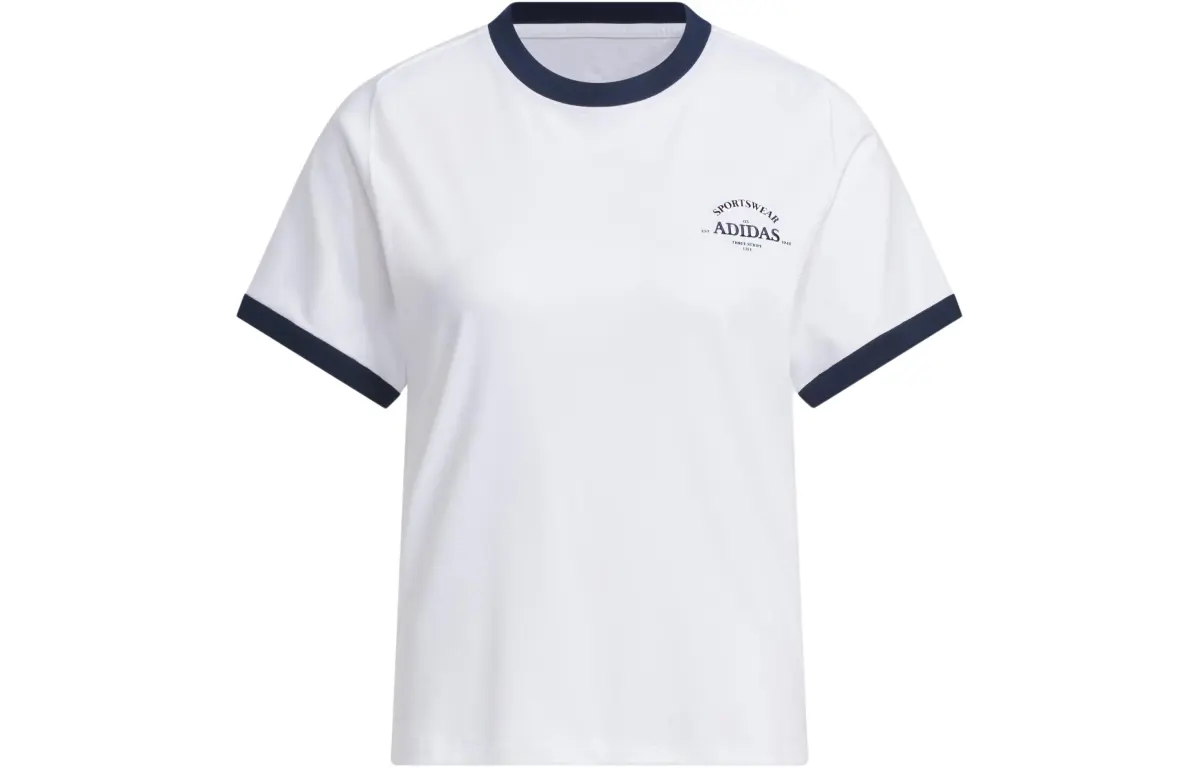 Adidas T-Shirts Women's White Crew Neck Moderate Straight Fit