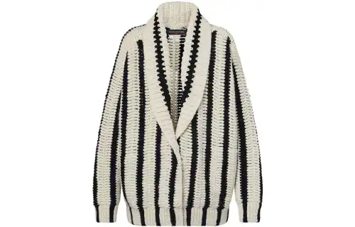 LOUIS VUITTON Vertical Stripes Shawl Collar Cardigan