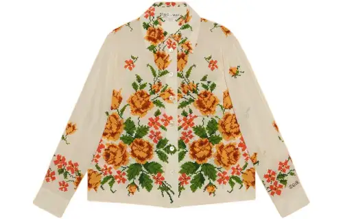 GUCCI Shirts Women's Ecru Lapel Moderate