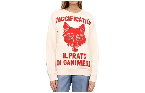 GUCCI Sweatshirts Women's White Crew Neck Moderate Regular