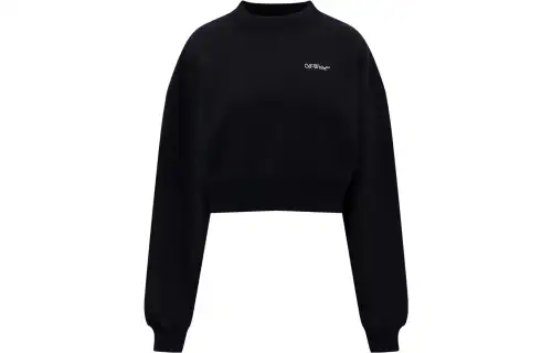 OFF WHITE Logo Embroidered Cropped Sweatshirt