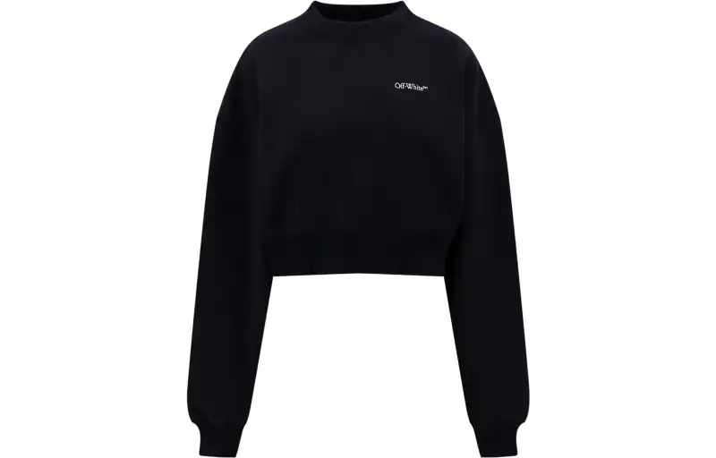 OFF WHITE Logo Embroidered Cropped Sweatshirt