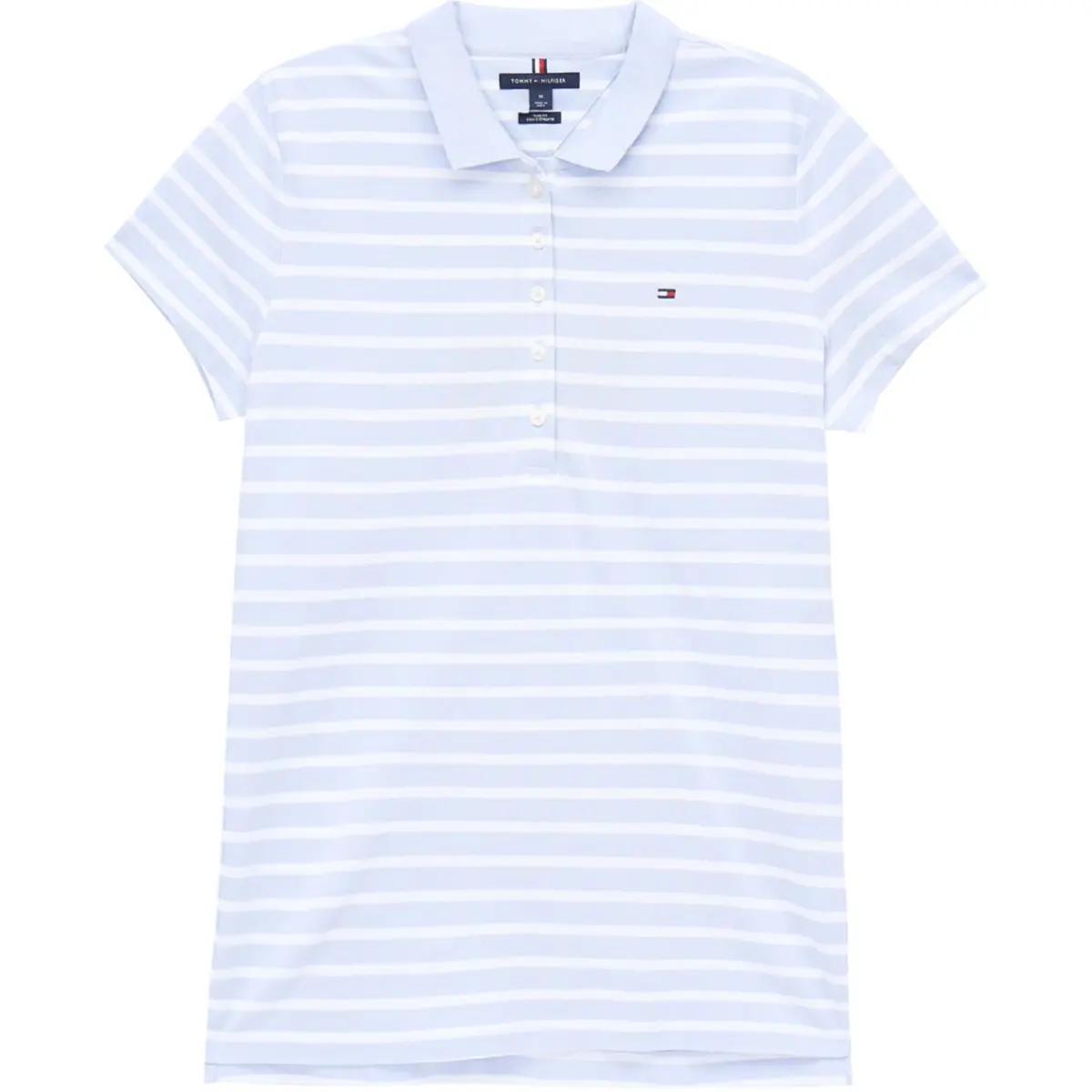 Tommy Hilfiger Polo Shirt Women's Light Blue White Stripes