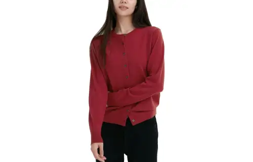 UNIQLO Knitwear Women's Red Crew Neck Moderate Cardigan