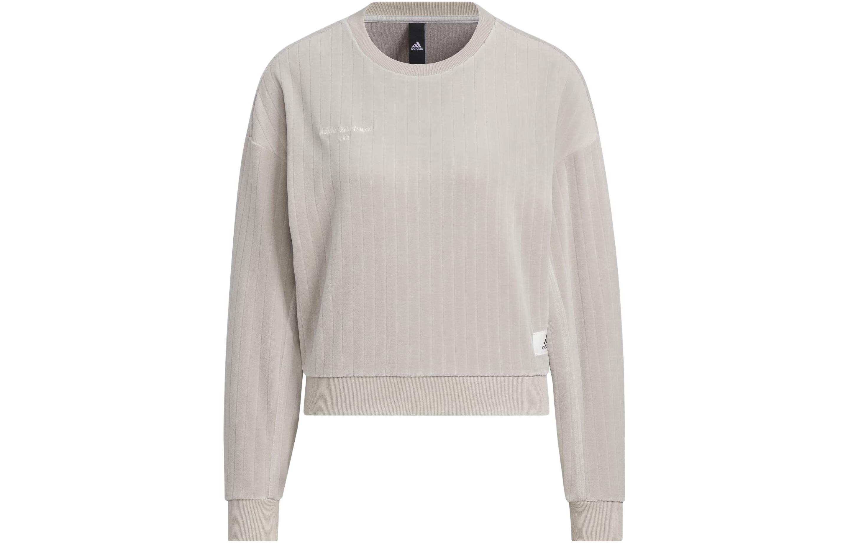Adidas Lounge Sweatshirts Women's Light Gray Crew Neck Moderate Regular