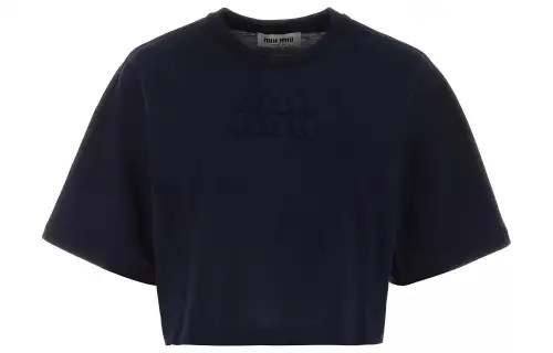 MIU MIU Logo-patch Cropped T-shirt