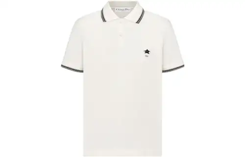 DIOR Quarterly New Products Polo Shirts Women's White Polo Collar Moderate Straight Fit