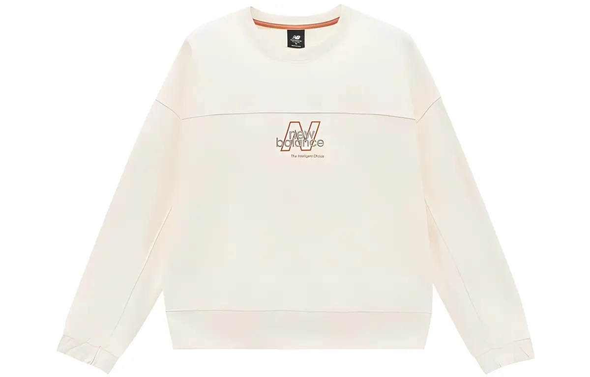 New Balance Sweatshirts Women's Ecru Crew Neck Moderate Straight Fit