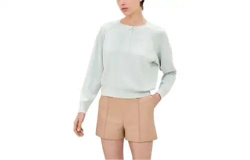 HERMES Knitwear Women's Mineral Blue Crew Neck Moderate Other