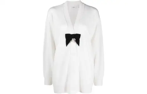 Burberry Knitwear Women's White V Neck Moderate Cardigan