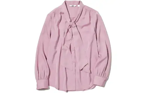 UNIQLO Shirts Women's Peach Pink Stand Collar Moderate Shirt