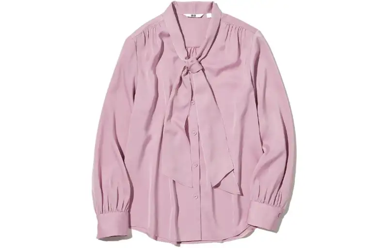 UNIQLO Shirts Women's Peach Pink Stand Collar Moderate Shirt